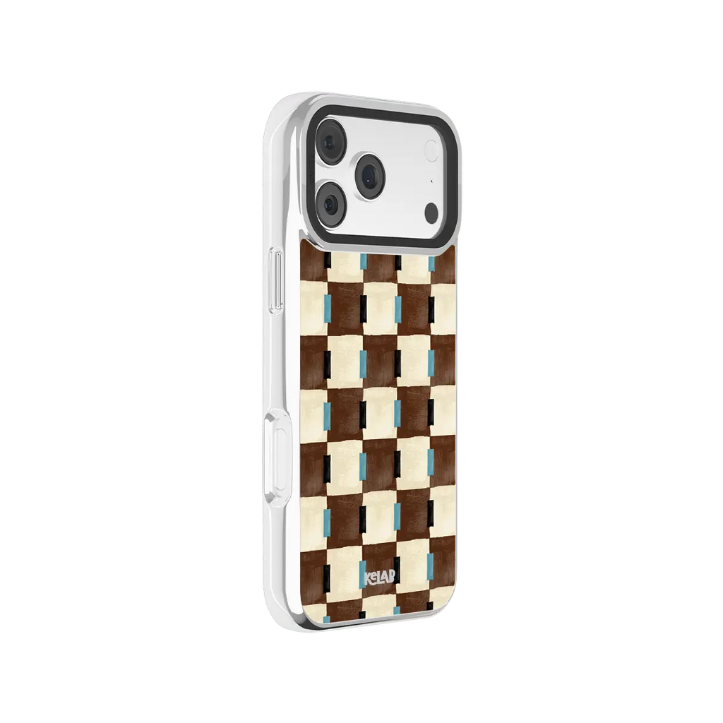 Cerulean Check | Blue & Brown Checkered iPhone Case