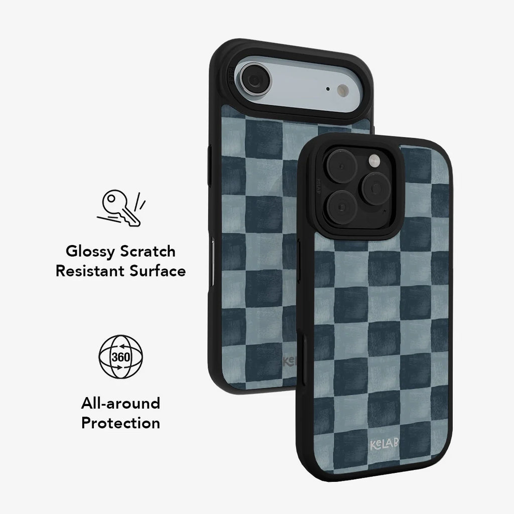 Marine Check | Navy Blue Checkered iPhone Case